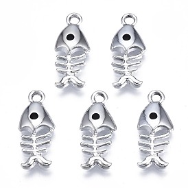 Alloy Enamel Pendants, Cadmium Free & Lead Free, Fishbone