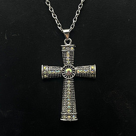 Ожерелья с подвеской-крестом из платинового сплава со стразами