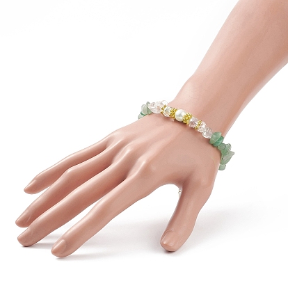 Perles de pierres précieuses naturelles et perles de coquillages et bracelet en perles de verre pour femme