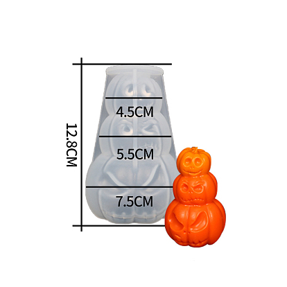 3 Pumpkin Jack-O'-Lanterns DIY Candle Silicone Molds, for Scented Candle Making, Halloween Theme