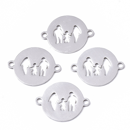 201 Stainless Steel Links Connectors, Laser Cut, Flat Round with Family