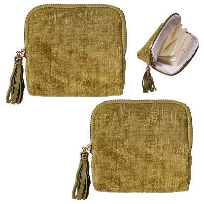 Бархатные мешочки для хранения ювелирных изделий на молнии с кисточкой, квадратный