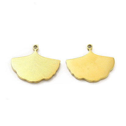 Ion Plating(IP) 304 Stainless Steel Pendants, Ginkgo Leaf Charm