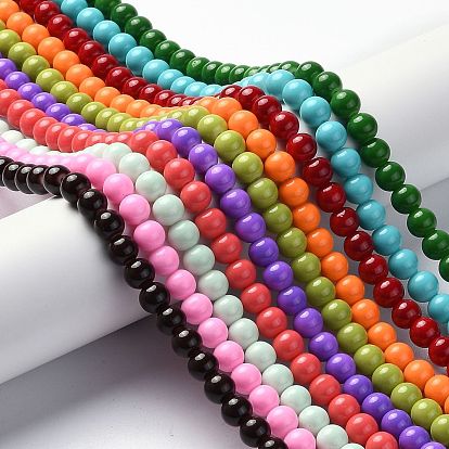 Baking Painted Glass Round Beads Strands