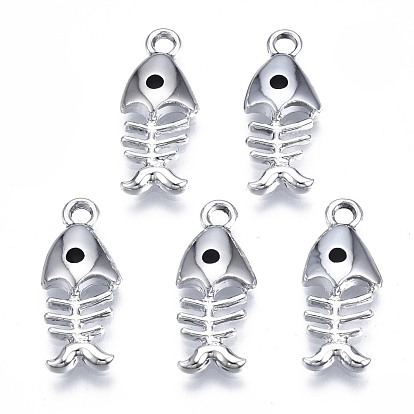 Alloy Enamel Pendants, Cadmium Free & Lead Free, Fishbone
