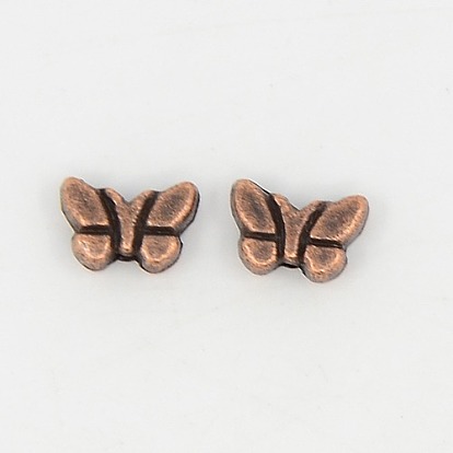 Tibetan Style Alloy Beads, Cadmium Free & Lead Free, Butterfly, about 5mm long, 8mm wide, 3mm thick, hole: 1mm