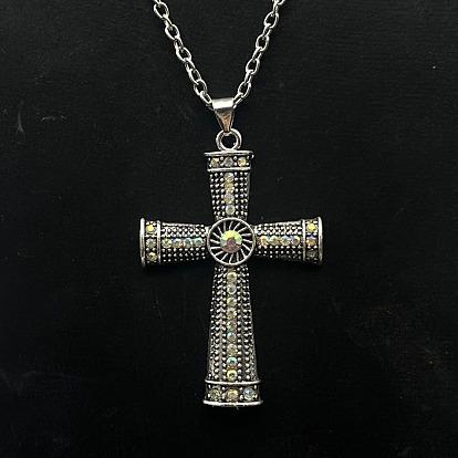 Ожерелья с подвеской-крестом из платинового сплава со стразами