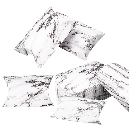 Paper Pillow Gift Boxes, Packaging Boxes, Party Favor Sweet Candy Box, Marble Pattern