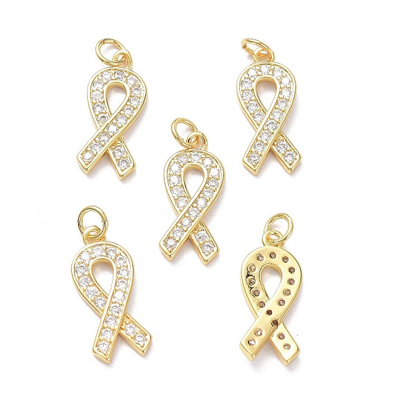 Латунные микропаве прозрачные подвески с фианитом, с целью перехода в кольце, долговечный, Форма ленты осведомленности