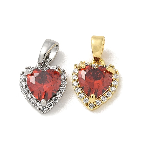 Подвески из латуни с микропаве из циркония, сердце прелести