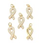 Латунные микропаве прозрачные подвески с фианитом, с целью перехода в кольце, долговечный, Форма ленты осведомленности