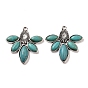 Synthetic Turquoise Pendants, Leaf Charms, with Alloy Findings