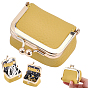 Mini Portable Leather Jewelry Bags, with Golden Tone Metal Kiss Lock, Coin Pouches, for Rings Necklaces Bracelets, Rectangle