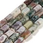 Natural Moss Agate Beads Strands, with Seed Beads, Faceted, Column