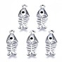 Alloy Enamel Pendants, Cadmium Free & Lead Free, Fishbone