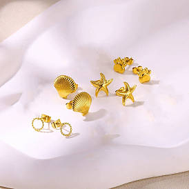 304 серьги-гвоздики из нержавеющей стали для женщин, реальный 18 k позолоченный