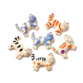 Непрозрачные подвески смолы, кошка, с железной платиной петлей