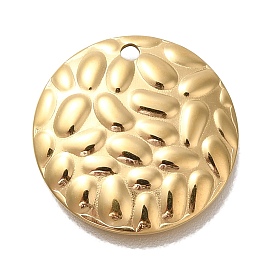 Ion Plating(IP) 304 Stainless Steel Pendants, Flat Round Charm