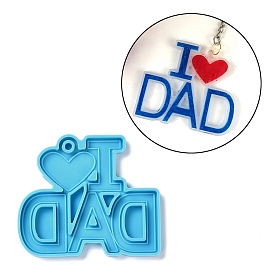 Father's Day Theme DIY Pendant Silicone Molds, for Keychain Making, Resin Casting Molds, For UV Resin, Epoxy Resin Craft Making, Word
