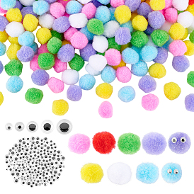 1000 pièces 5 styles boutons yeux mobiles en plastique noir et blanc, accessoires de loisirs créatifs pour scrapbooking et jouets, avec étiquette autocollante au dos, avec des sacs à pompons
