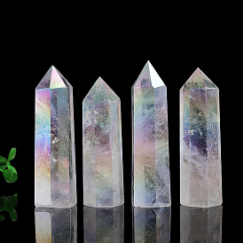 Натуральные кварцевые кристаллы, дисплей украшение, исцеляющие каменные палочки, Декоры для медитации и терапии Рейки чакры, шестиугольник призма