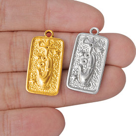 304 подвеска из нержавеющей стали со стразами, прямоугольные