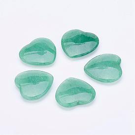 Natural Green Aventurine Beads, Heart, Half Drilled
