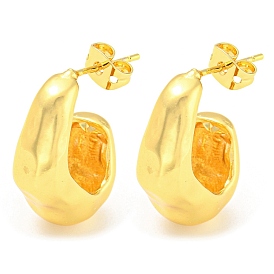 Rack Plating Brass Twist Teardrop Stud Earrings, Half Hoop Earrings, Long-Lasting Plated, Lead Free & Cadmium Free