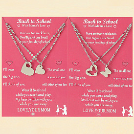 Hollow Heart Butterfly Necklace for Back-to-School Season: Unique Stainless Steel Lock Collarbone Chain