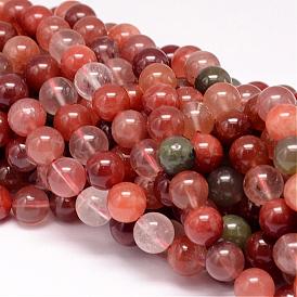 Натуральный красный кварцевые нити бисера, круглые