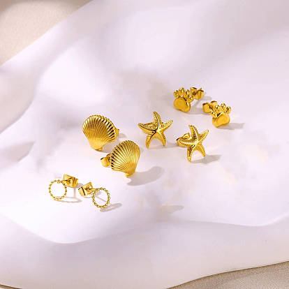 304 серьги-гвоздики из нержавеющей стали для женщин, реальный 18 k позолоченный