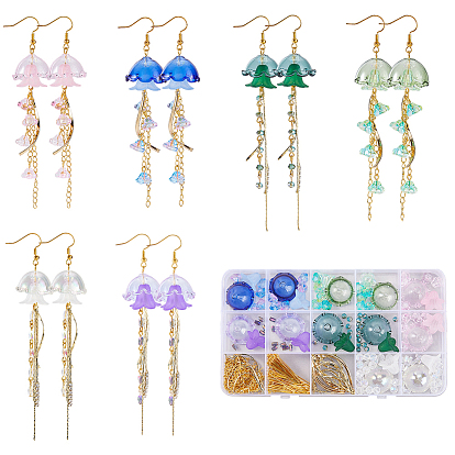 Набор для самостоятельного изготовления сережек в виде медуз, включить стеклянную бусинку, латунная цепочка кисточка большие подвески, Латунные крючки для сережек
