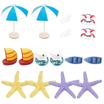 Plastic Home Decorations, with Resin Cabochons, Mixed Shapes