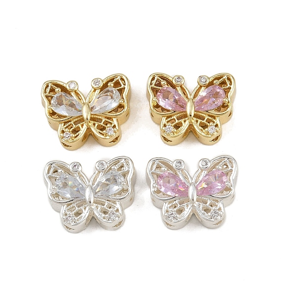 Многожильные звенья из латуни с паве из кубического циркония, долговечный, бабочка