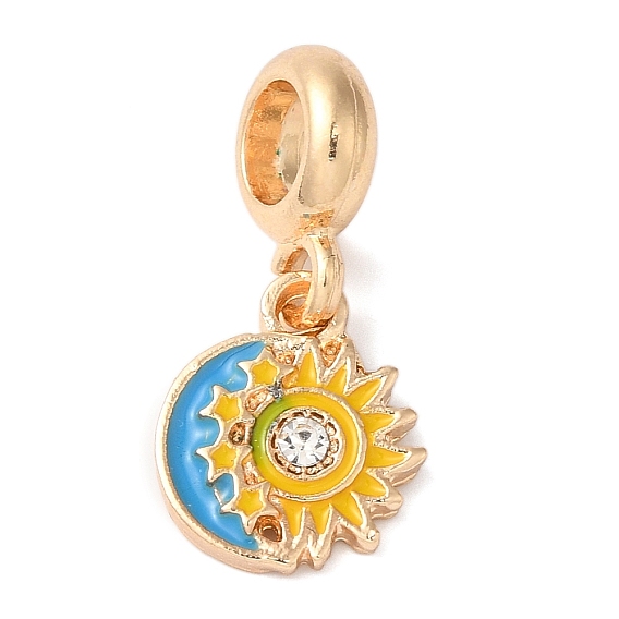 Подвеска из сплава с кристаллами и стразами в европейском стиле, Подвески-солнце с большими отверстиями и эмалью, без кадмия, без никеля и без свинца, золотые