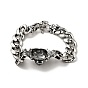 Men's Alloy Tiger Head Link Bracelet with Curb Chains, Punk Metal Jewelry