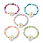 5 шт. 5 набор цветных браслетов из полимерной глины Heishi Surfer Stretch, штабелируемые браслеты из цветочной смолы для детей