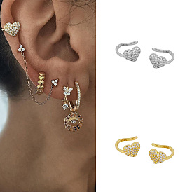 Stylish Wind Love Heart Jewelry Set for Women - Earrings, Ear Cuffs and Studs in European & American Style
