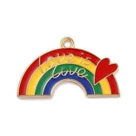 Alloy Enamel Pendants, Rainbow with Heart
