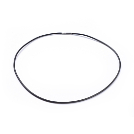 Rubber Necklace Cord, with Brass Findings, 17 inch