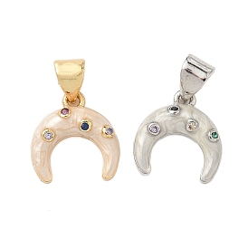 Латунные микропаве разноцветные кубические циркониевые эмалевые подвески, двойной рог, без кадмия и без свинца, долговечный, стойки покрытие