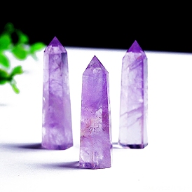 Point Tower Natural Amethyst Healing Stone Wands, for Reiki Chakra Meditation Therapy Decos, Hexagonal Prisms