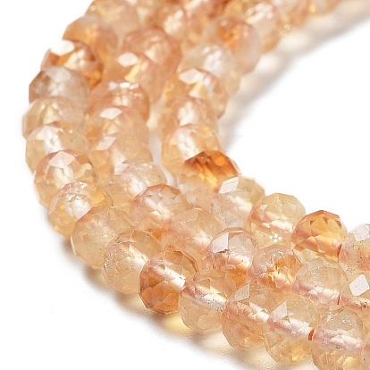 Natural Citrine Beads Strands, Faceted, Rondelle