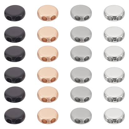 24шт 4 цветные литые шнуровые замки, 2-луночное, плоско-круглые