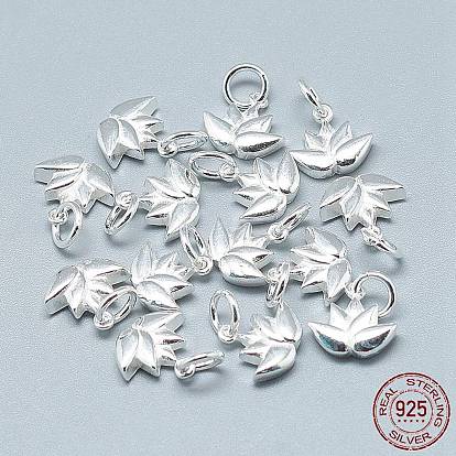 925 Sterling Silver Charms, with Jump Ring, Flower