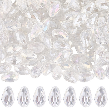 Гальванические стеклянные бусины, с покрытием AB цвета, Грановитая Teardrop