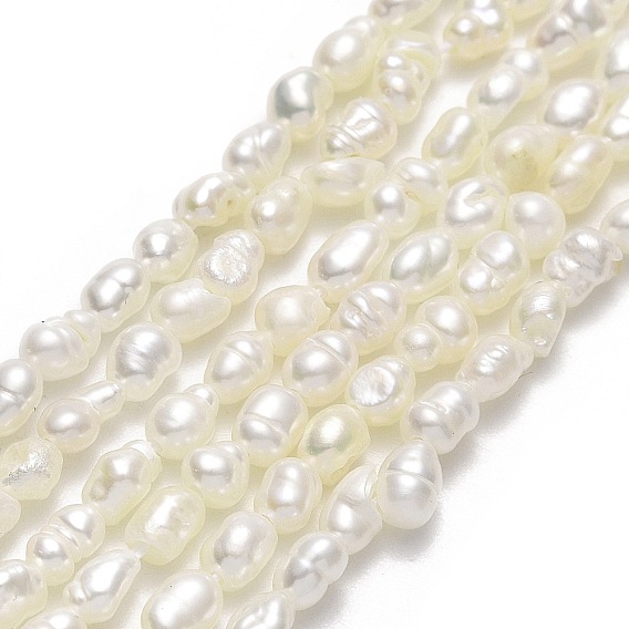Natural Cultured Freshwater Pearl Beads Strands, Rice