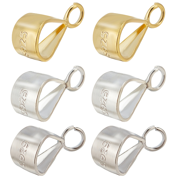 6 шт. 3 цвет 925 серебряные трубчатые дужки, петля под залог, треугольные