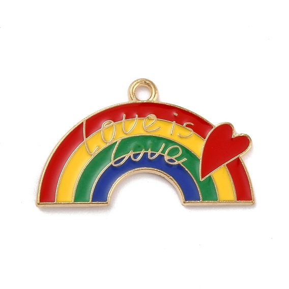 Alloy Enamel Pendants, Rainbow with Heart