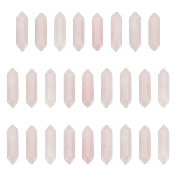 26Pcs Natural Rose Quartz Double Terminated Points Bullet Shape Healing Stones, Reiki Energy Balancing Meditation Therapy Wand, No Hole/Undrilled